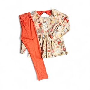 **NWT**Pete + Lucy Fall/Winter Dog Pattern Set with Orange Leggings